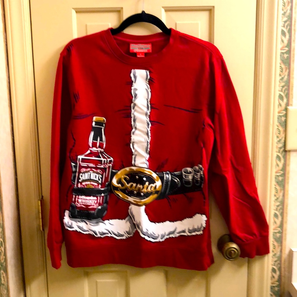 Ugly Christmas sweater sweatshirt “drunk Santa” - adult small